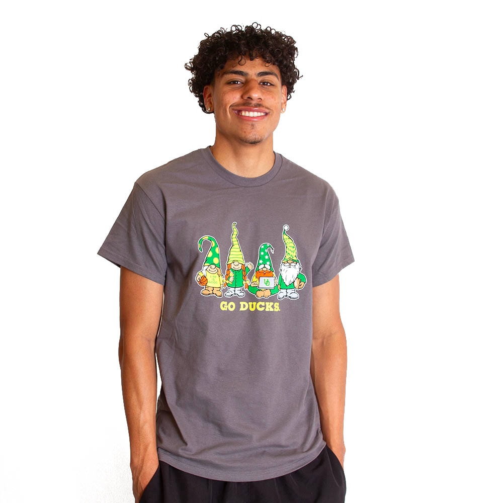 Go Ducks, Blue 84, Grey, Crew Neck, Cotton, Men, Life is Good, Four Gnomes, T-Shirt, 800460